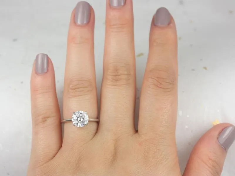 2ct Dixie 8mm 14kt White Gold Moissanite Round Solitaire Engagement Ring vy 4