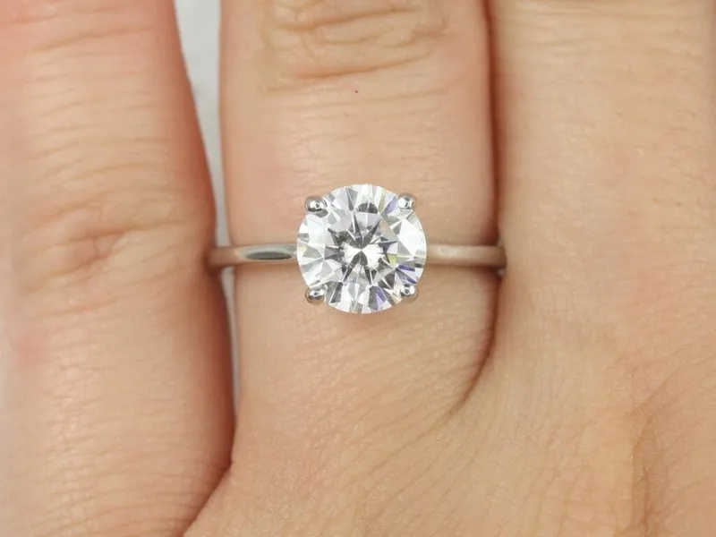 2ct Dixie 8mm 14kt White Gold Moissanite Round Solitaire Engagement Ring vy 3