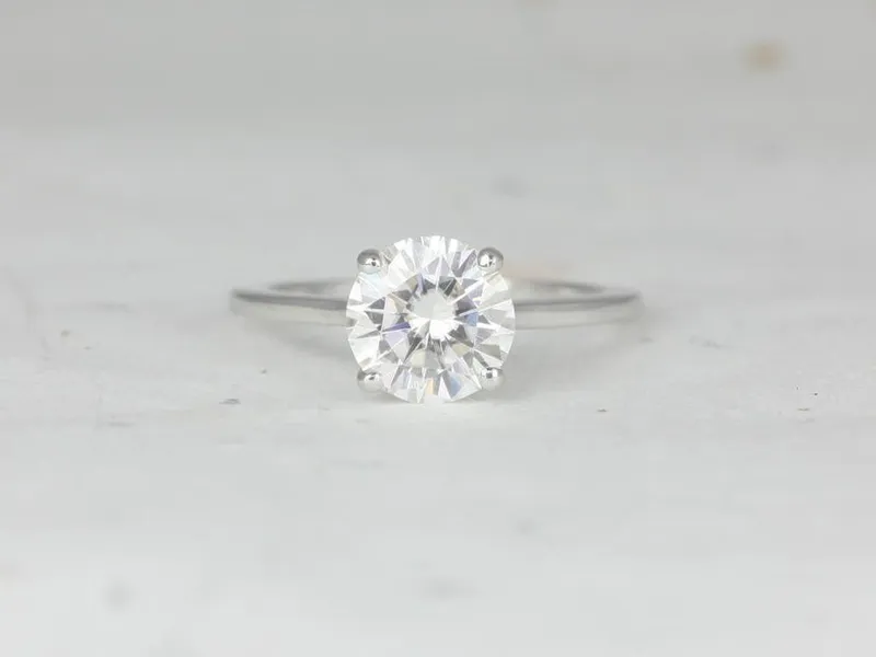 2ct Dixie 8mm 14kt White Gold Moissanite Round Solitaire Engagement Ring round cut engagement ring