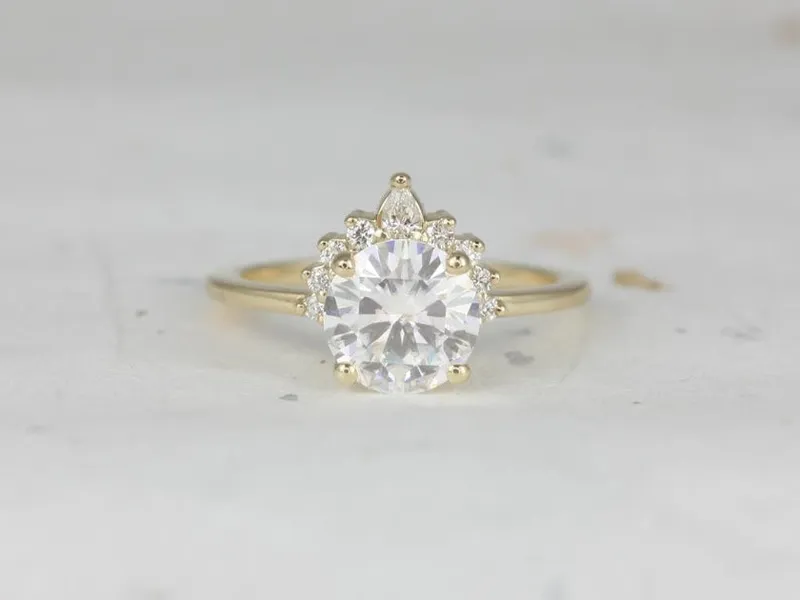 2ct Kylie 8mm 14kt Gold Moissanite Diamond Round Half Halo Ring view 4
