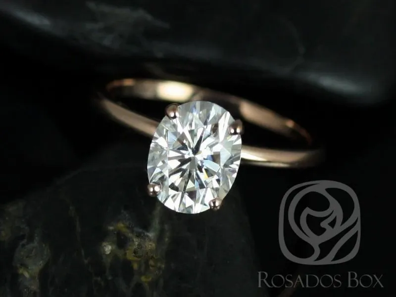 2ct Ready to Ship Dakota 9x7mm 14kt WHITE Gold Moissanite GH Dainty Oval Solitaire Ring vy 4