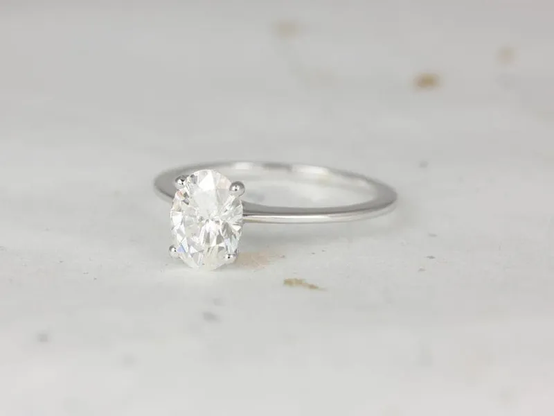 1.50ct Skinny Rhonda 14kt Gold Moissanite Cathedral Dainty 4 Prong Oval Solitaire Ring vy 2