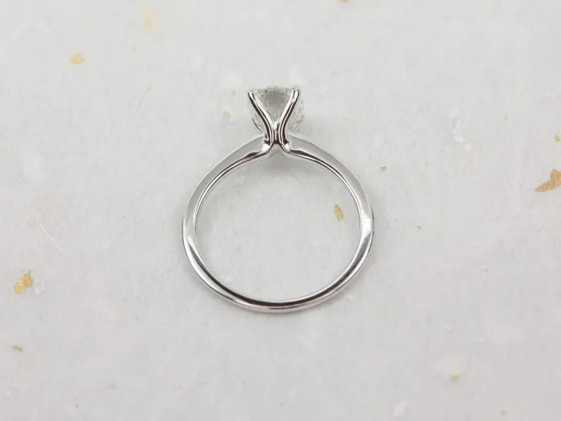 1.50ct Skinny Rhonda 14kt Gold Moissanite Cathedral Dainty 4 Prong Oval Solitaire Ring vy 3