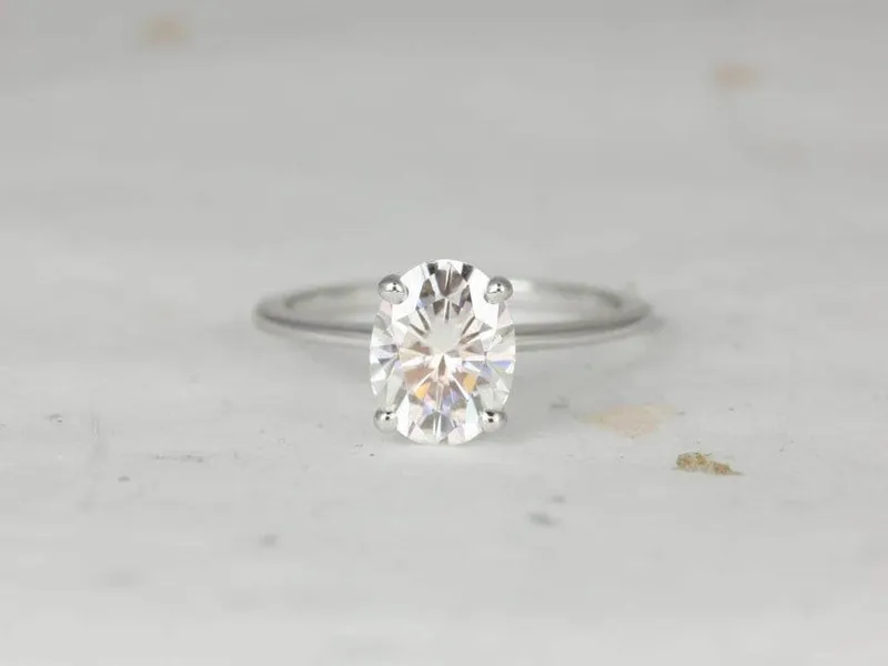 2ct Skinny Rhonda 9x7mm 14kt Gold Moissanite Cathedral Oval Solitaire Ring view 2