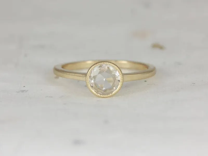 3/4ct Ready to Ship Ida 6mm 14kt YELLOW Gold Rose Cut Sapphire Round Solitaire Ring vy 2