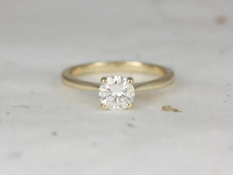 1ct Skinny Flora 6.5mm 14kt Gold Moissanite Minimalist Round Solitaire Ring view 2