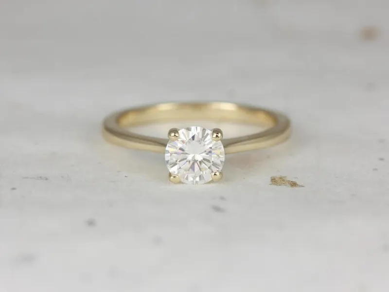 1ct Skinny Flora 6.5mm 14kt Gold NEO Moissanite Cathedral Round Solitaire Ring vy 2
