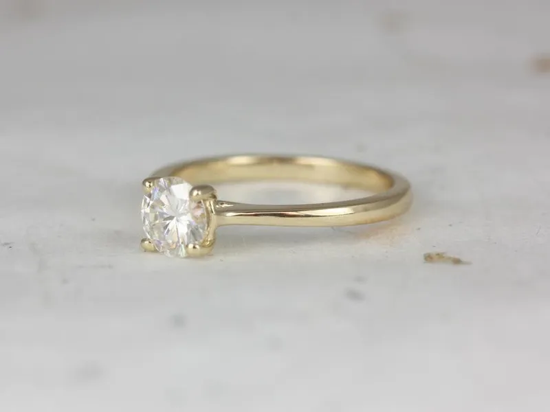 1ct Skinny Flora 6.5mm 14kt Gold NEO Moissanite Cathedral Round Solitaire Ring vy 3