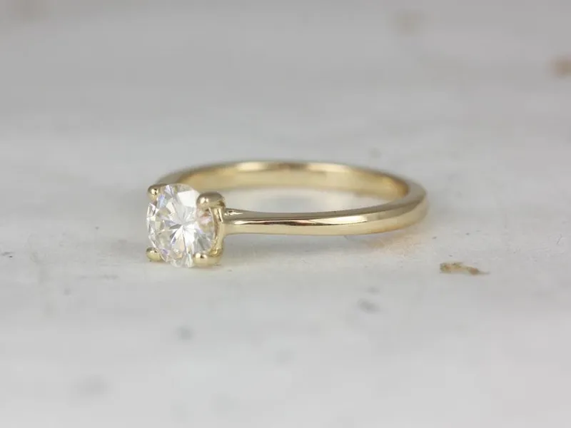 1ct Skinny Flora 6.5mm 14kt Gold Moissanite Minimalist Round Solitaire Ring view 3