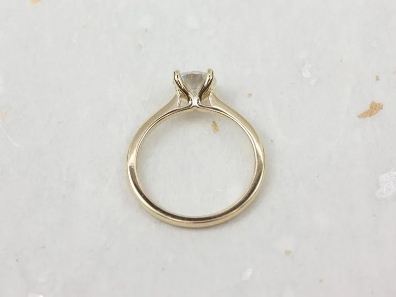 1ct Skinny Flora 6.5mm 14kt Gold Moissanite Minimalist Round Solitaire Ring view 4