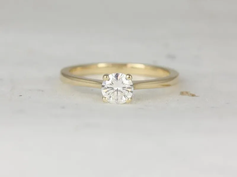 0.75ct Skinny Flora 6mm 14kt Gold NEO Moissanite Minimalist Cathedral Round Solitaire Ring vy 2
