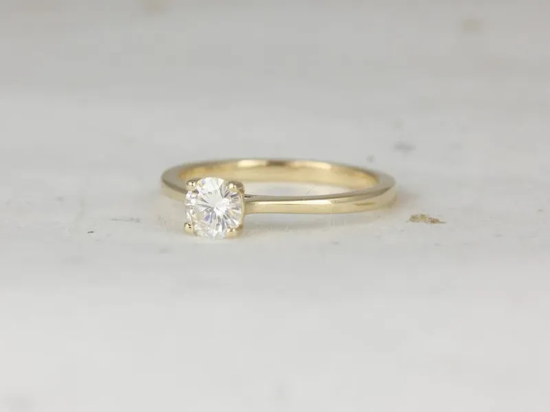 0.75ct Skinny Flora 6mm 14kt Gold Moissanite Round Solitaire Ring vy 4