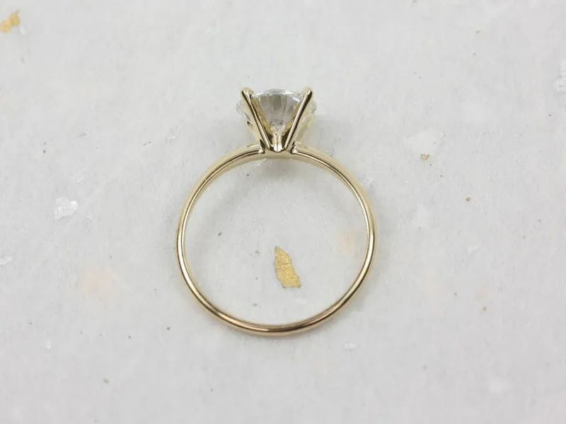 VALUE 14kt Gold Charles Colvard Moissanite Dainty Round Solitaire Ring (Ring size 4-5 3/4) view 4