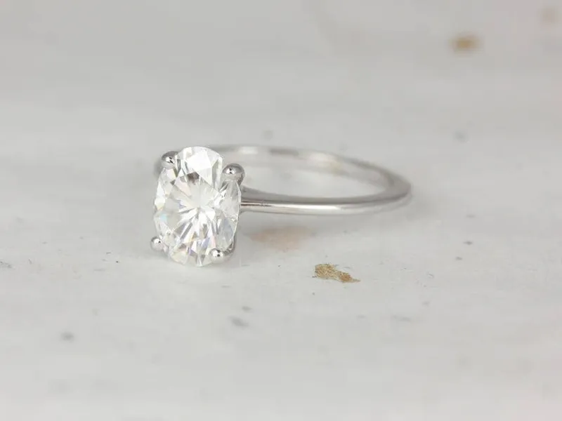 2ct Skinny Rhonda 9x7mm 14kt Gold Moissanite Cathedral Oval Solitaire Ring view 3
