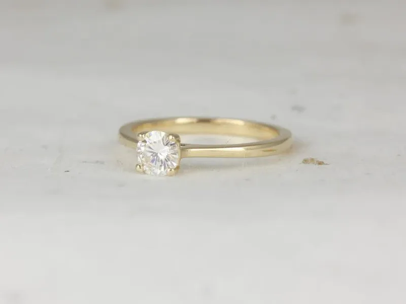 0.50ct Skinny Flora 5mm 14kt Gold Moissanite Round Solitaire Ring vy 2