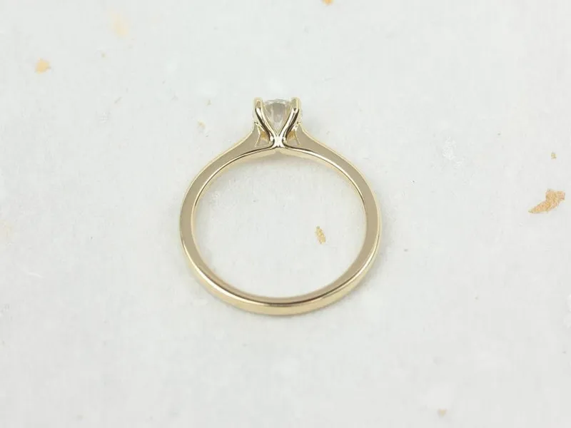 0.50ct Skinny Flora 5mm 14kt Gold Moissanite Round Solitaire Ring vy 3