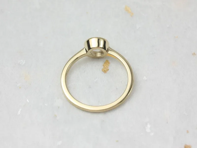 3/4ct Ready to Ship Ida 6mm 14kt WHITE Gold Rose Cut Sapphire Bezel Solitaire Ring view 4
