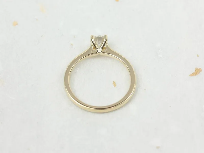 0.75ct Skinny Flora 6mm 14kt Gold Moissanite Round Solitaire Ring vy 5