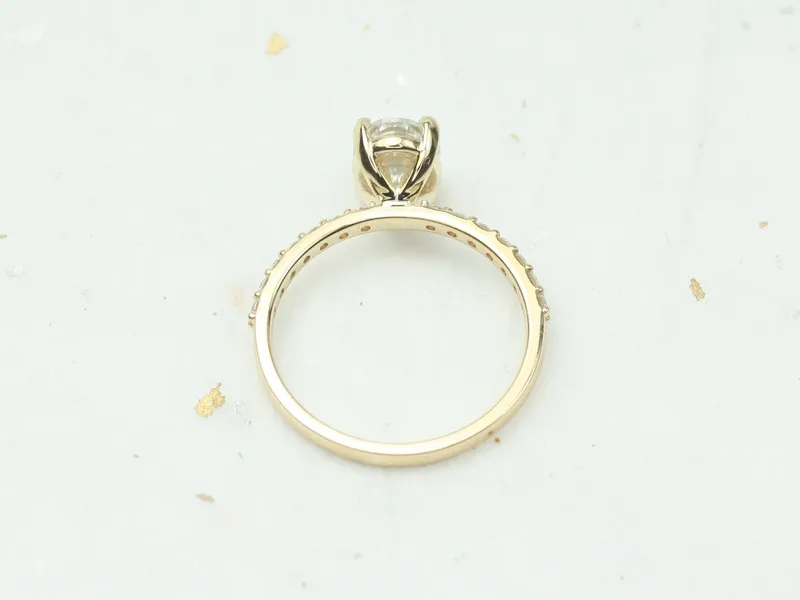 1.50ct Sonia 8x6mm 14kt Gold Forever One Moissanite Diamond Dainty Pave Oval Engagement Ring,Minimalist Oval Solitaire Ring vy 3