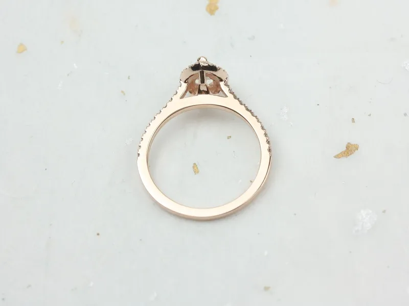Tabitha 7x5mm 14kt Rose Gold Rainbow Moonstone Diamond Dainty Pear Halo Ring,June Birthstone,Pear Engagement Ring,Gift For Her view 5