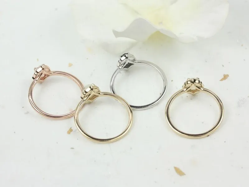 0.50cts Mini Mae 6x4mm 14kt Gold WITH Milgrain Moissanite Diamond Oval Halo Ring view 5