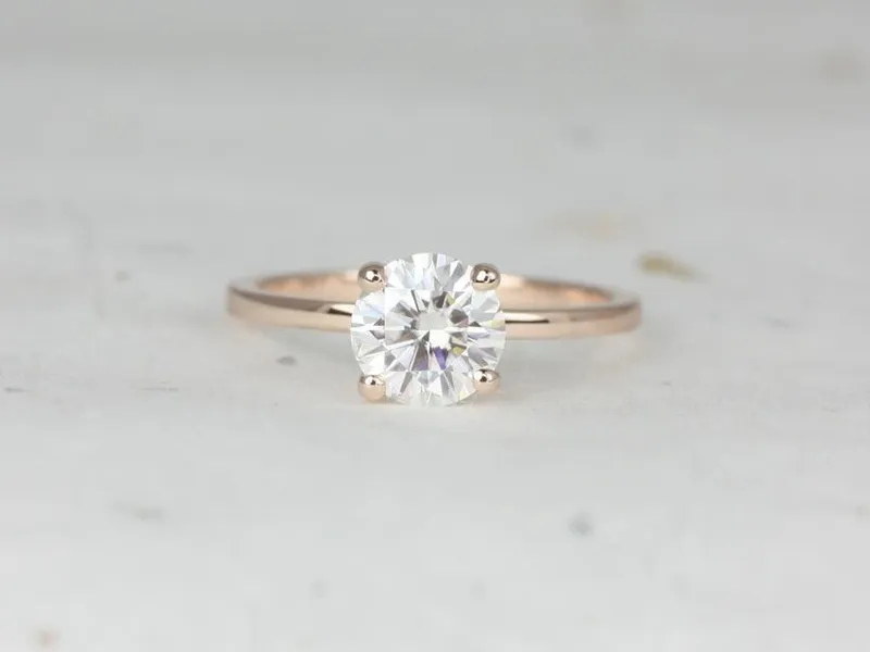 1.20ct Ella 7mm 14kt Gold Moissanite Round Non-Cathedral Solitaire Ring round cut engagement ring