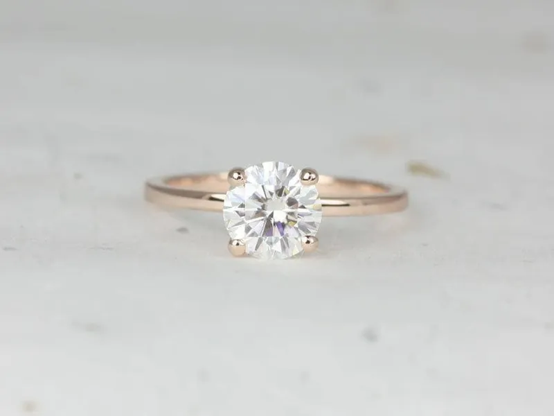1.20ct Ella 7mm 14kt Gold NEO Moissanite Dainty Round Solitaire Ring round cut engagement ring