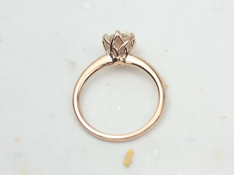 1.25ct Edith 7mm 14kt Gold Moissanite Unique Six Prong Round Solitaire Ring vy 4