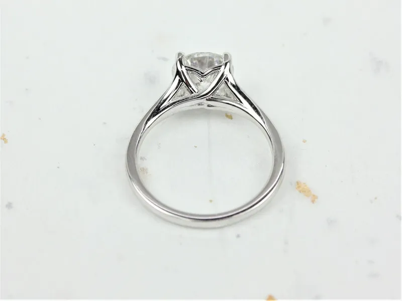 2ct Moxie 8mm 14kt Gold Moissanite Dainty Minimalist Mermaid Split Round Solitaire Ring vy 4