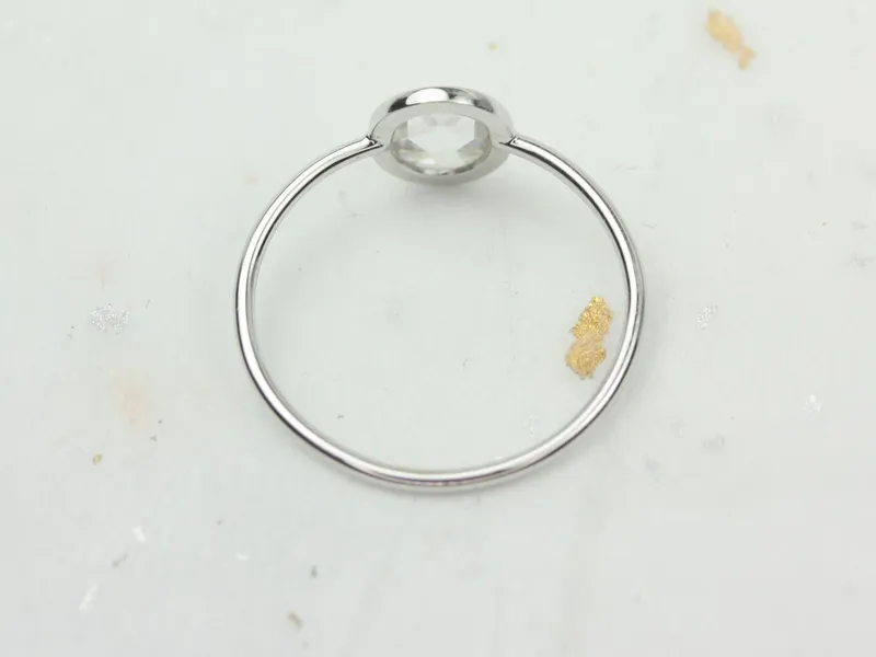 Paris 8x6mm 14kt White Gold Moissanite Rose Cut Oval Solitaire Ring vy 4