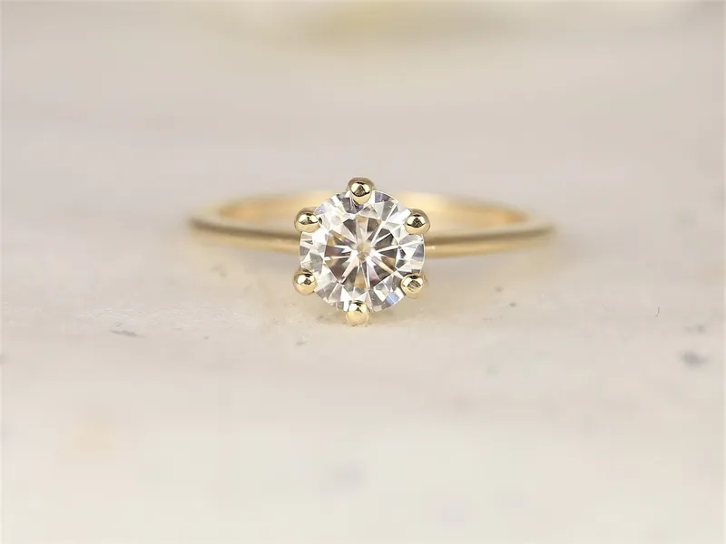 1ct Skinny Webster 6.5mm 14kt Gold Moissanite Minimalist 6 Prong Round Solitaire Ring,Round Engagement Ring,Six Prong Ring,Anniversary Gift vy 2