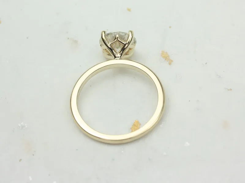 2ct Ingrid 8mm 14kt Gold Moissanite Unique Round Solitaire Ring round cut engagement ring