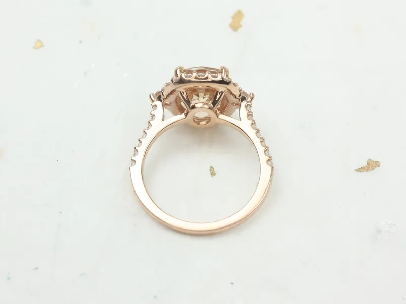 6.53cts Ready to Ship Bridgette 14kt Rose Gold Cognac Champagne Zircon Diamonds Unique Oval Halo Ring view 5