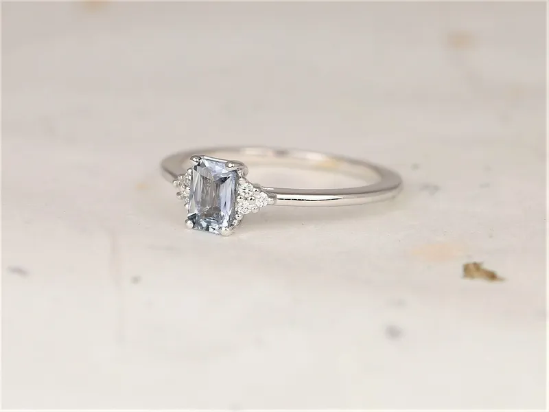 0.59ct Ready to Ship Jada 14kt White Gold Cornflower Blue Sapphire Diamonds Cluster Ring vy 3
