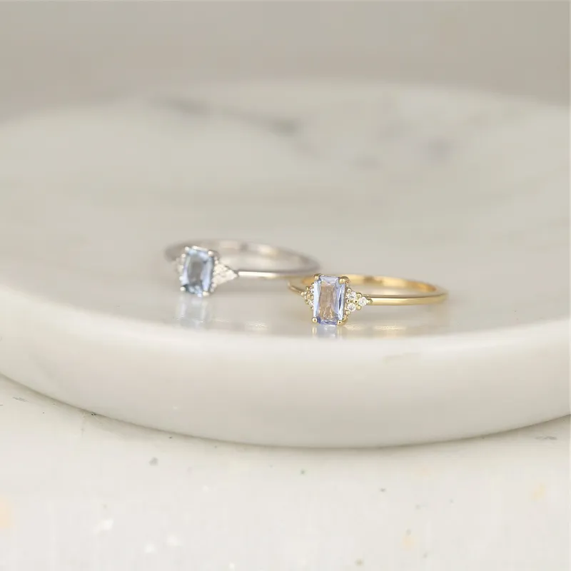 0.59ct Ready to Ship Jada 14kt White Gold Cornflower Blue Sapphire Diamonds Cluster Ring vy 9