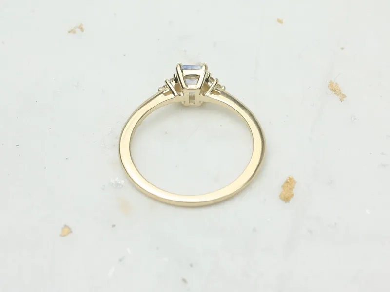0.49ct Ready to Ship Jada 14kt Gold Cornflower Blue Sapphire Diamonds Dainty Emerald Cluster Ring vy 4