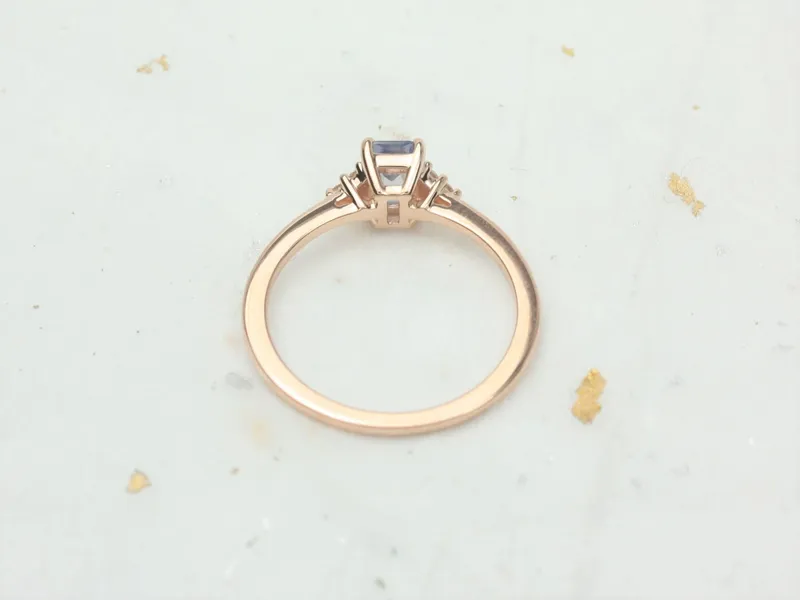 0.64ct Ready to Ship Jada 14kt Rose Gold Cornflower Blue Sapphire Diamonds Emerald Cluster Ring vy 3