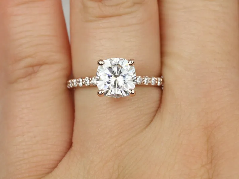 2cts Hallie 7.5mm 14kt Gold Moissanite Diamonds Art Deco Solitaire Ring engagement ring