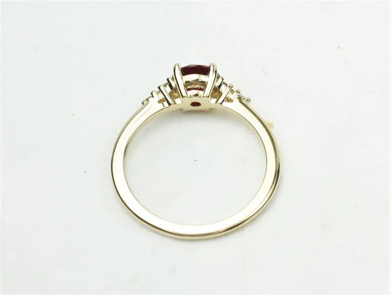 Malia 6mm 14kt Gold Ruby Diamond Art Deco Cluster Ring view 4
