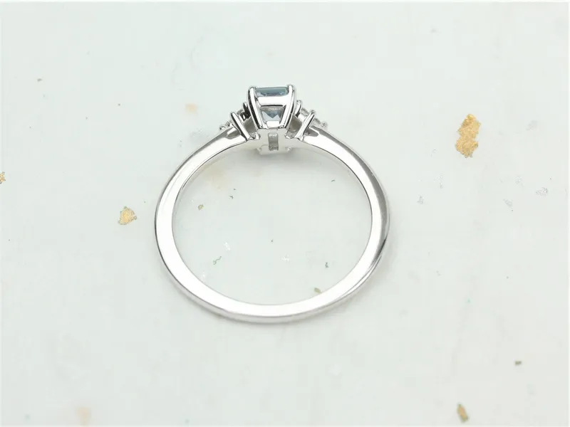 0.59ct Ready to Ship Jada 14kt White Gold Cornflower Blue Sapphire Diamonds Cluster Ring vy 4