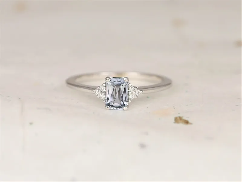 0.59ct Ready to Ship Jada 14kt White Gold Cornflower Blue Sapphire Diamonds Cluster Ring vy 2