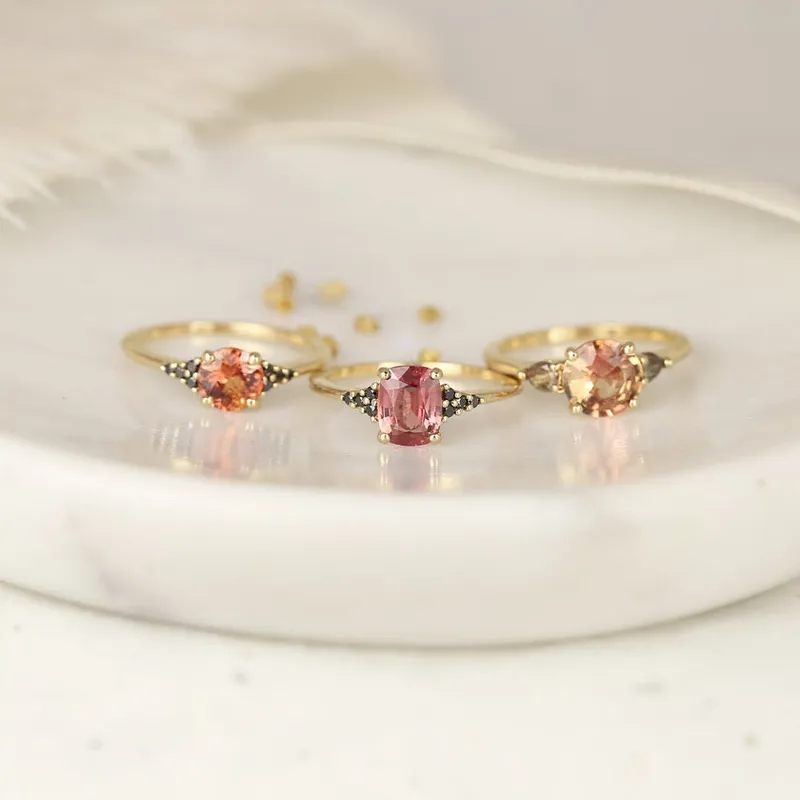 1.35ct Ready to Ship Marlow 14kt Gold Rustic Rose Red Sapphire Black Diamond Cluster Ring vy 2