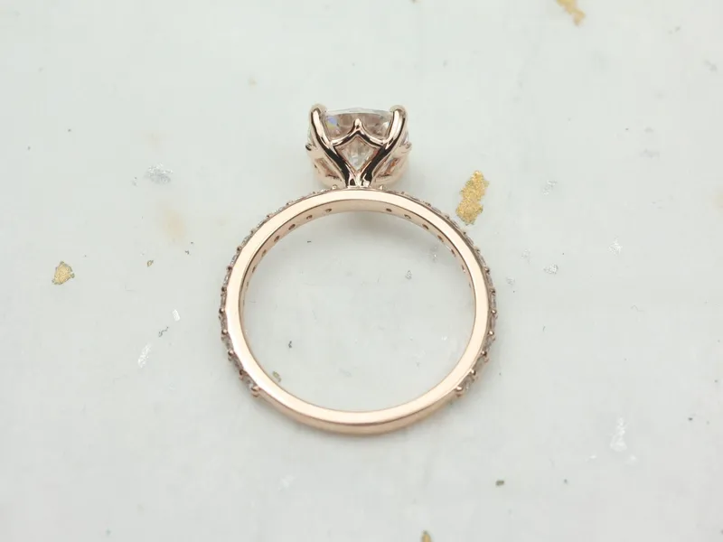 2cts Hallie 7.5mm 14kt Gold Moissanite Diamonds Art Deco Solitaire Ring vy 5