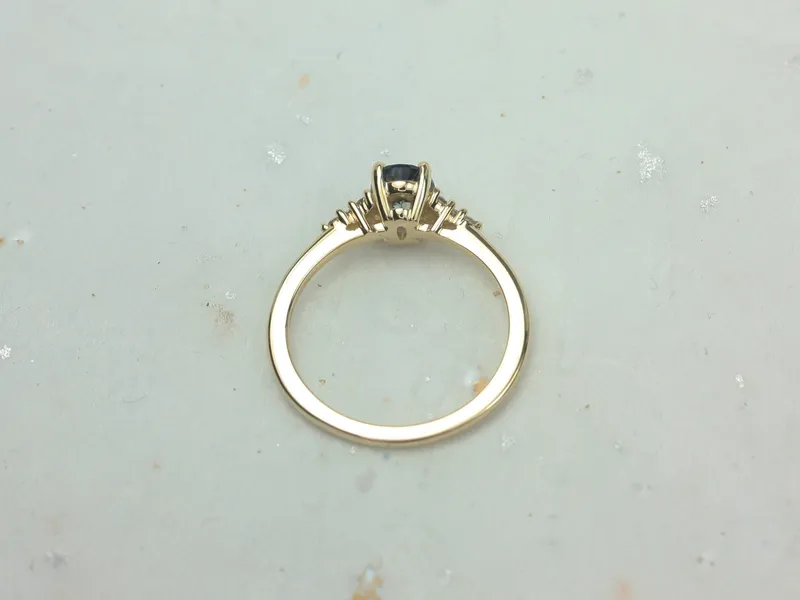 1.49ct Ready to Ship Maddy 14kt Gold Ocean Teal Sapphire Diamond Oval Cluster Ring vy 5