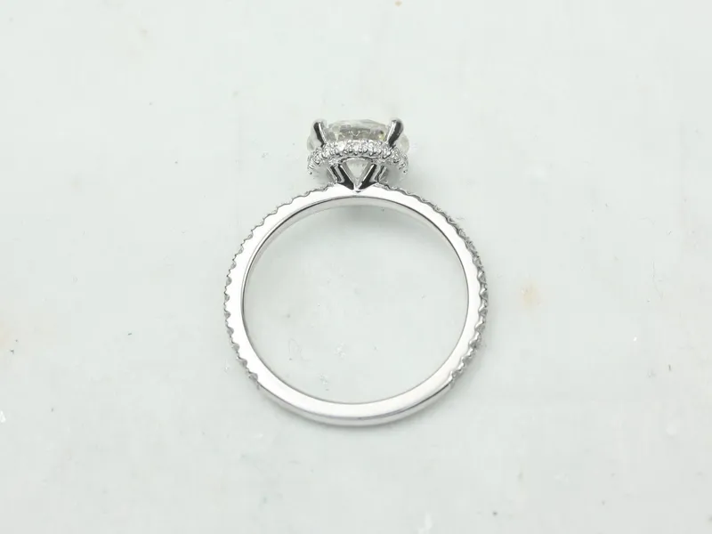 2ct EXTRA LOW Vanessa 8mm 14kt Gold Moissanite Diamond Hidden Halo Round Solitaire Ring view 7
