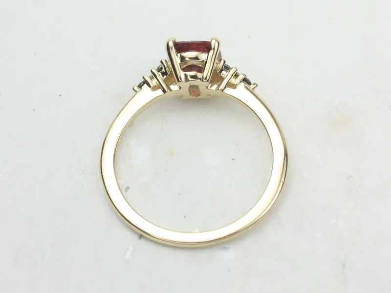 1.35ct Ready to Ship Marlow 14kt Gold Rustic Rose Red Sapphire Black Diamond Cluster Ring vy 5