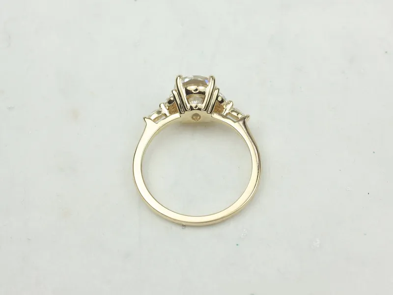 2ct Genesis 9x7mm 14kt Gold Moissanite Diamond Marquise Oval Cluster Ring vy 8