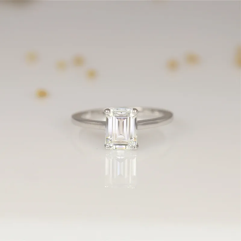 1.75ct Dina 8x6mm 14kt Moissanite Minimalist Emerald Cut Solitaire Ring vy 4