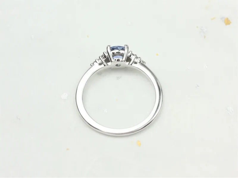 0.77ct Ready to Ship Malia 14kt White Gold Icy Cornflower Lavender Sapphire Diamonds Cluster Ring vy 6