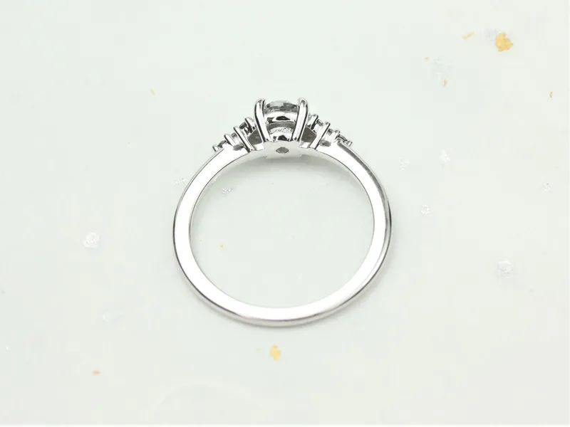0.72ct Ready to Ship Malia 14kt White Gold Salt & Pepper Diamonds Dainty 3 Stone Cluster Ring vy 6
